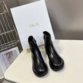 DIOR 25S D-MAJOR ANKLE BOOTS IN BLACK LAMBSKIN WITH GOLD HARDWARE