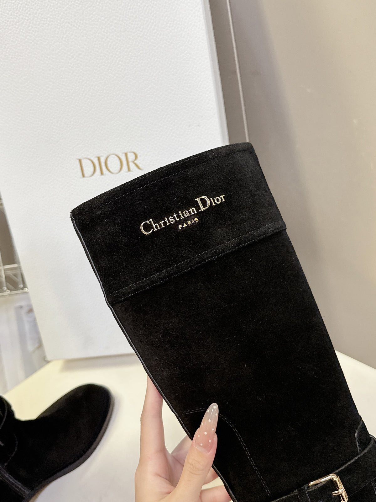 DIOR 25S BLACK HIGH BOOTS IN BLACK SUEDE