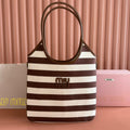 HOBO BAG 40 BROWN AND BEIGE STRIPED IN CANVAS